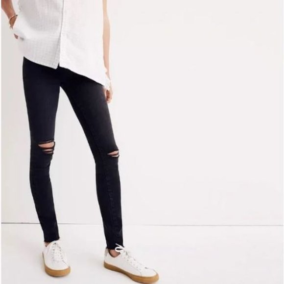 Madewell Denim - NWT Madewell Maternity High Rise Over the Belly Ripped Skinny Jeans In Black Sea